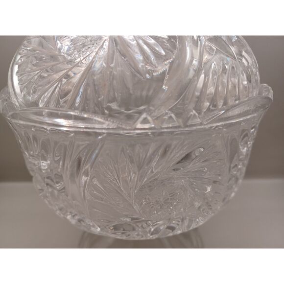 Vintage1960 EAPG Indiana Glass Hobstar Sunburst Pedestal Candy Nut Dish with Lid - Picture 13 of 16